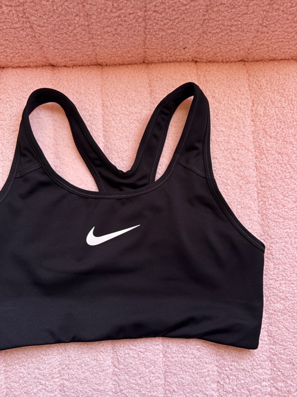 Nike Black Racerback Sports Bra with White Swoosh